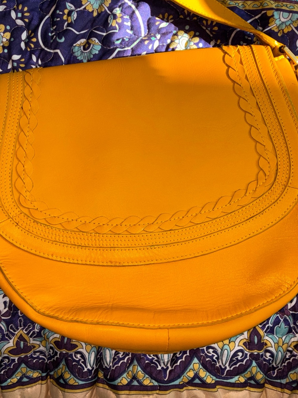 Boden Yellow Braided Saddle Shoulder Bag